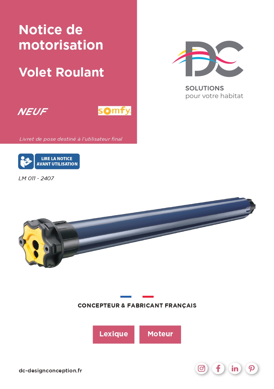 Notice de motorisation - Moteur Somfy Neuf